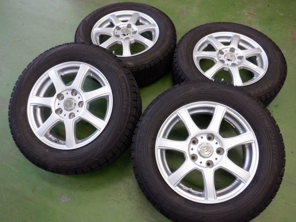 K 送料無料 極上 バリ山 20年製 15 5H114.3 6J+43 ブリヂストン VRX スタッドレス 195/65R15 セレナ アクセラ プレマシー アイシス ノア