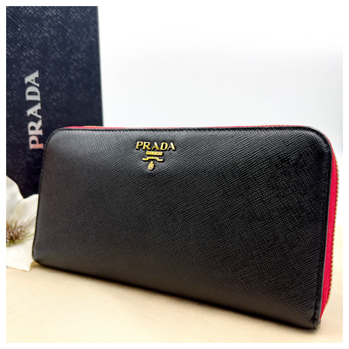 極美品‼️ プラダ PRADA 財布 長財布 サフィアーノ ラウンドファスナー 