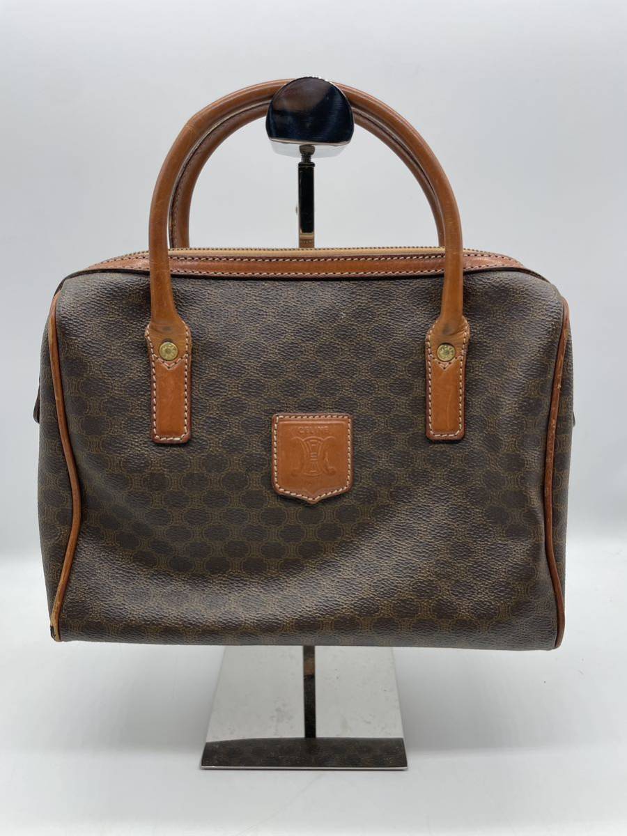CELINE 【1円スタート】CELINE セリーヌ マカダム柄 ミニボストン