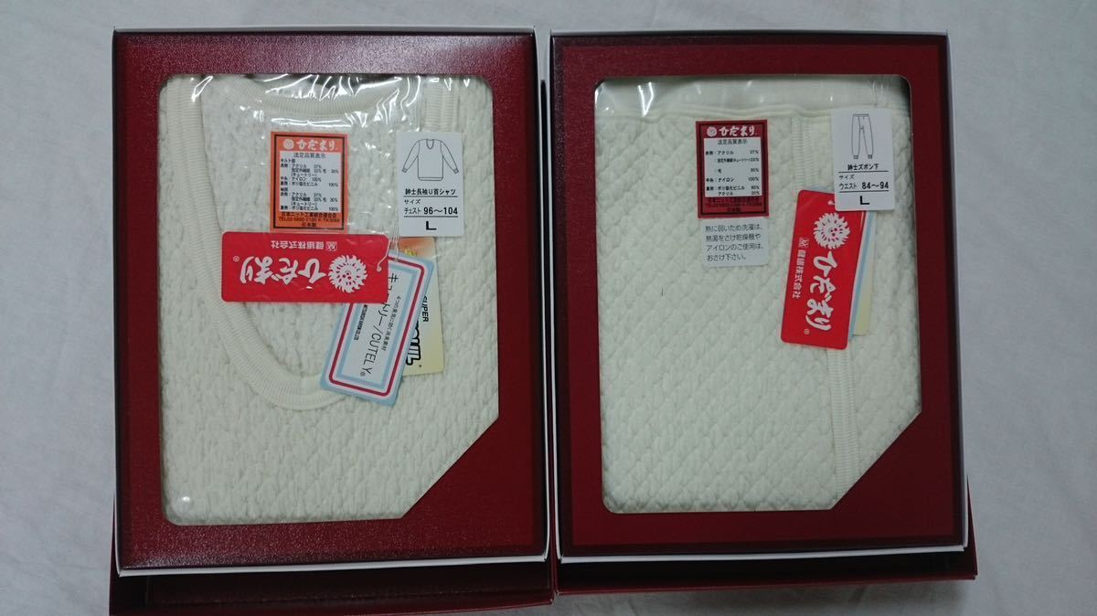 送料無料 新品 即決 紳士健康肌着 ひだまり極 L寸 上下セット 上下