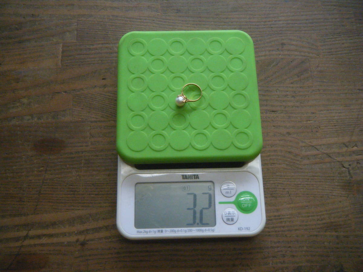 1 K18 真珠付き　金指輪　総重量3，3g 本物保障　送料全国一律370円