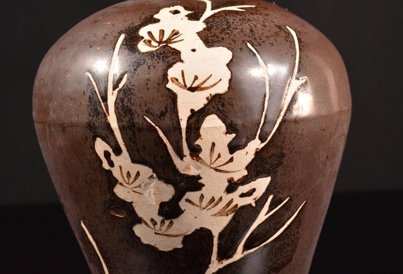 鉄釉掛花入 甚八窯 美術品・アンティーク・コレクション 鉄釉掛花入 甚八窯