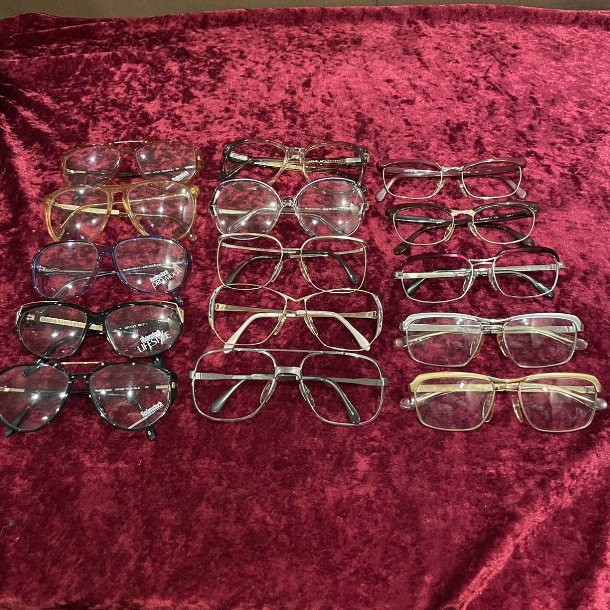 1000円〜 大量 まとめて vintage RODENSTOCK ローデンストック 眼鏡 メガネ 15点セット オーバル型 リムレス バタフライ スクエア etc