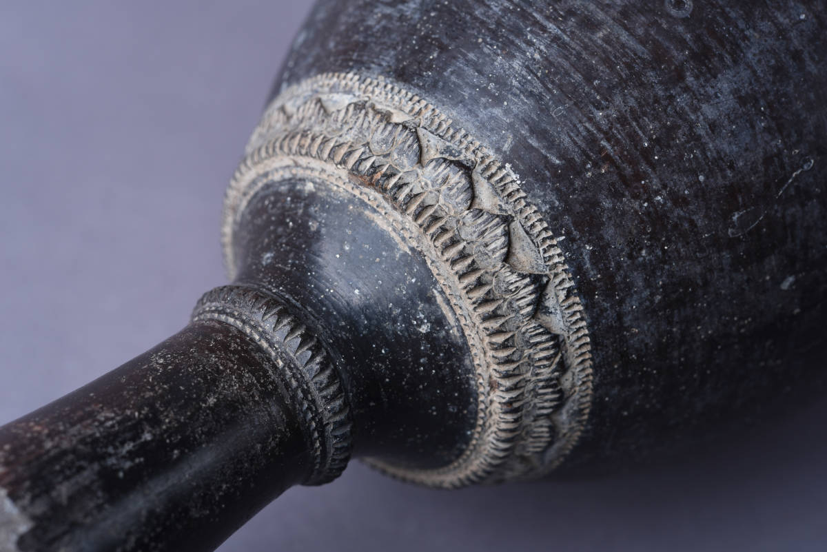 SBCB】5863 黒陶印花花瓶 古代ギリシア・エトルリア 土器 箱付 | - 黒