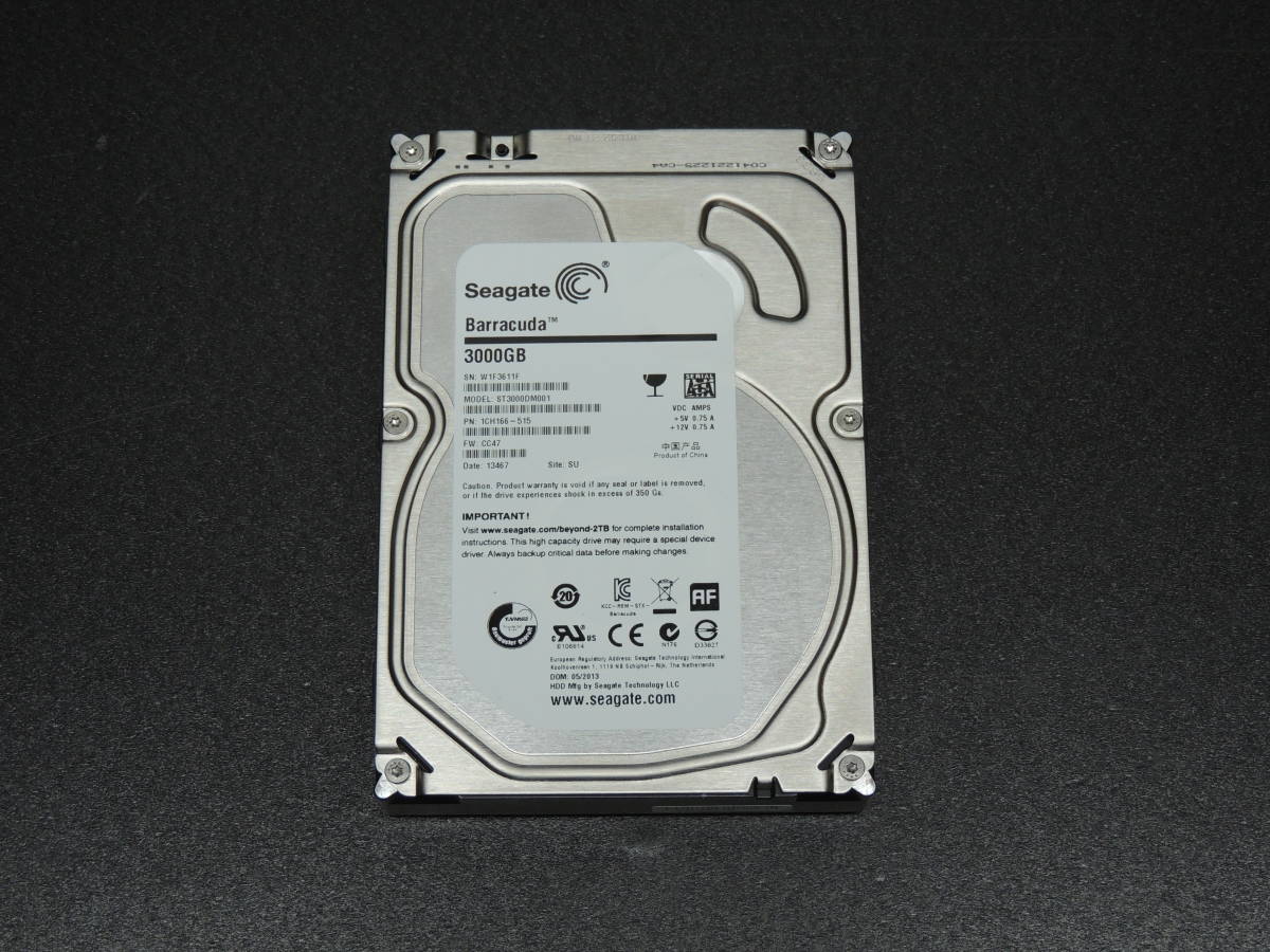 爆買い，2026 検品済み/使用4689時間 Seagate 3TB HDD ST3000DM001 管理:g-100(2TB～)｜売買されたオークション情報、yahooの商品情報をアーカイブ公開 - オークファン 3.5 SerialATA