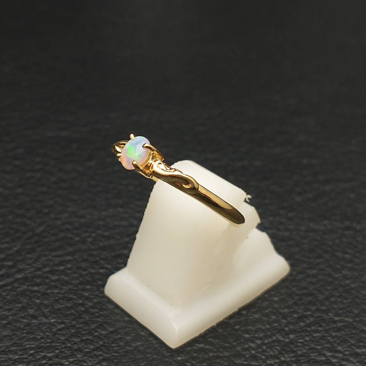 K14WG オパール リング ダイヤ風ストーン付 14金ホワイトゴールド 指輪 新品仕上済み オパール 風 デザイン リング K14 WG 14.5号 2.6g 金