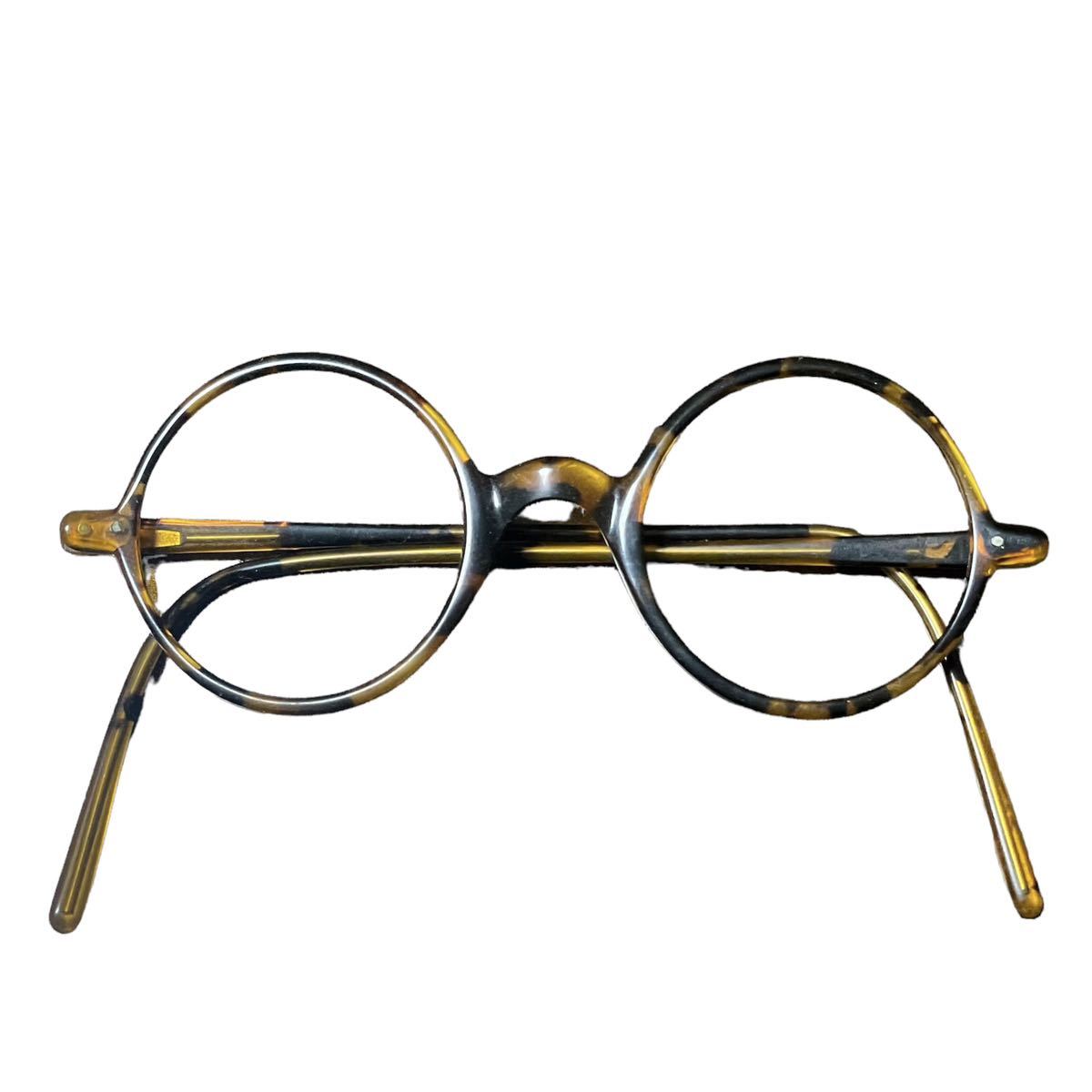 当時物 本鼈甲 本べっ甲 丸眼鏡 丸メガネ アンティーク レトロ