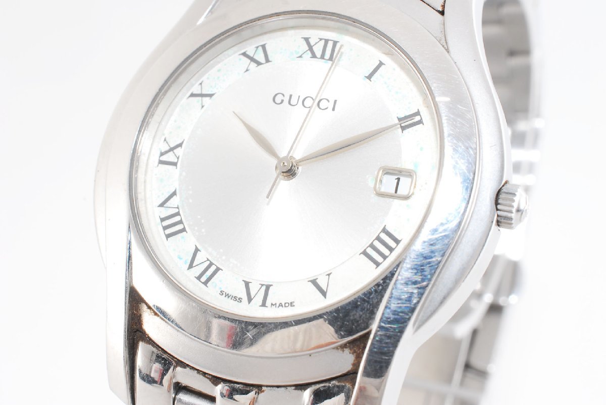 グッチ 5500M 腕時計 ローマン デイト SS メンズ クォーツ GUCCI
