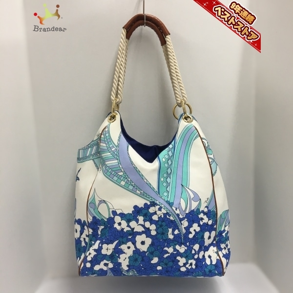 エミリオプッチ EMILIO PUCCI トートバッグ - キャンバス×レザー 白