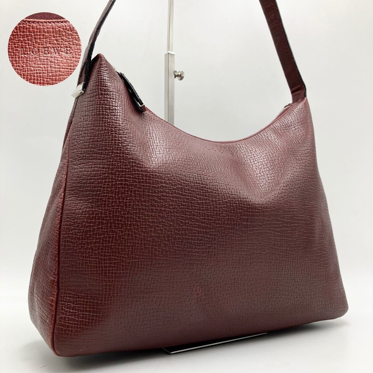 1円【上品】LOEWE 三日月 ワンショルダーバッグ ロゴ刻印 レザー 