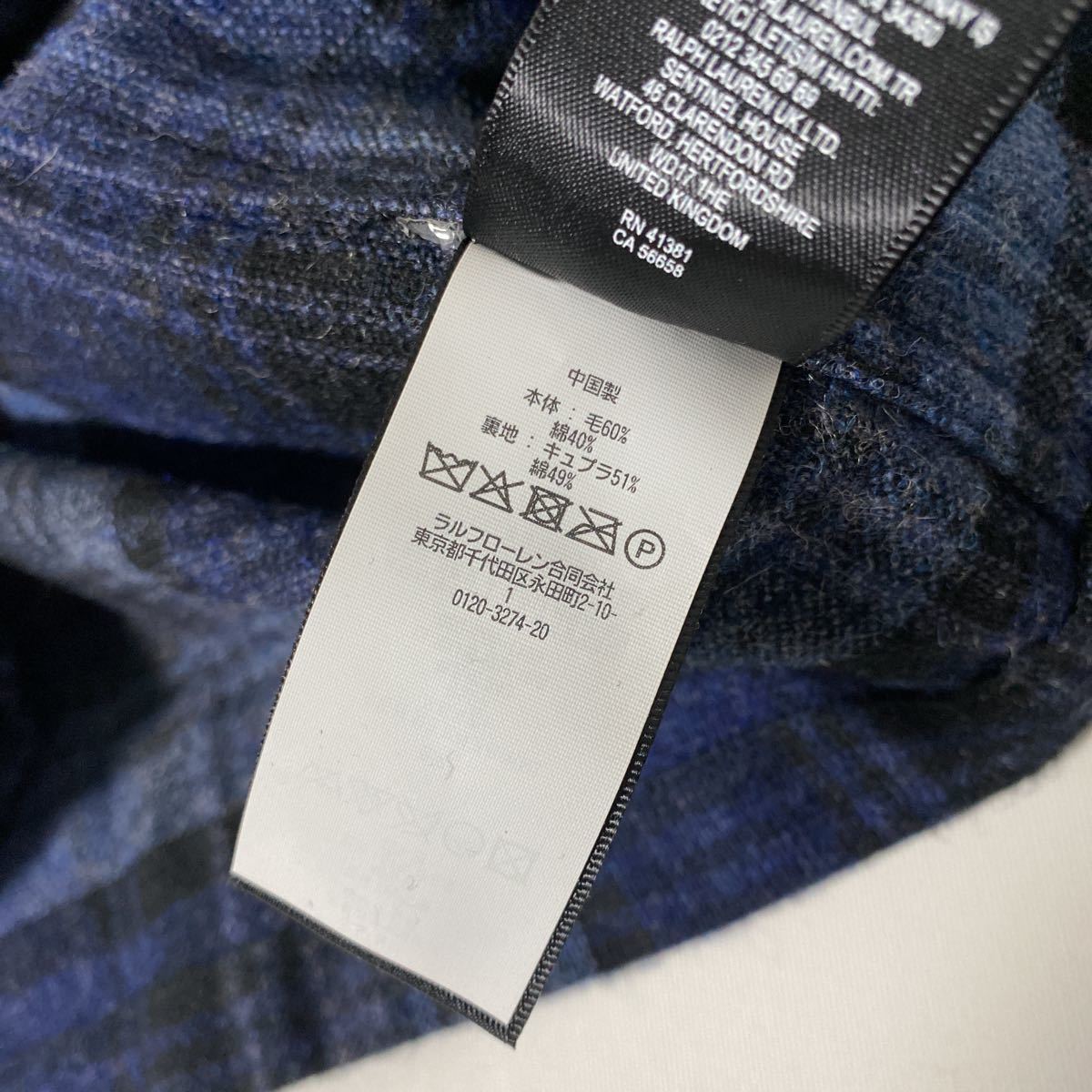 新品 22 aw RRL プラッド ウールコットン オーバーシャツ M インディゴ 