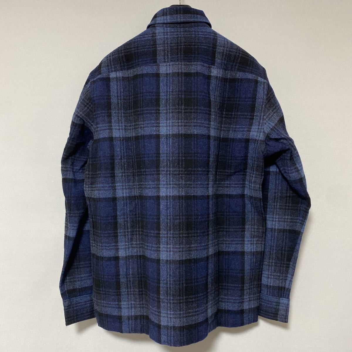 新品 22 aw RRL プラッド ウールコットン オーバーシャツ M インディゴ 