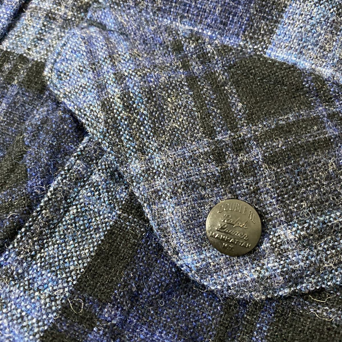 新品 22 aw RRL プラッド ウールコットン オーバーシャツ M インディゴ 