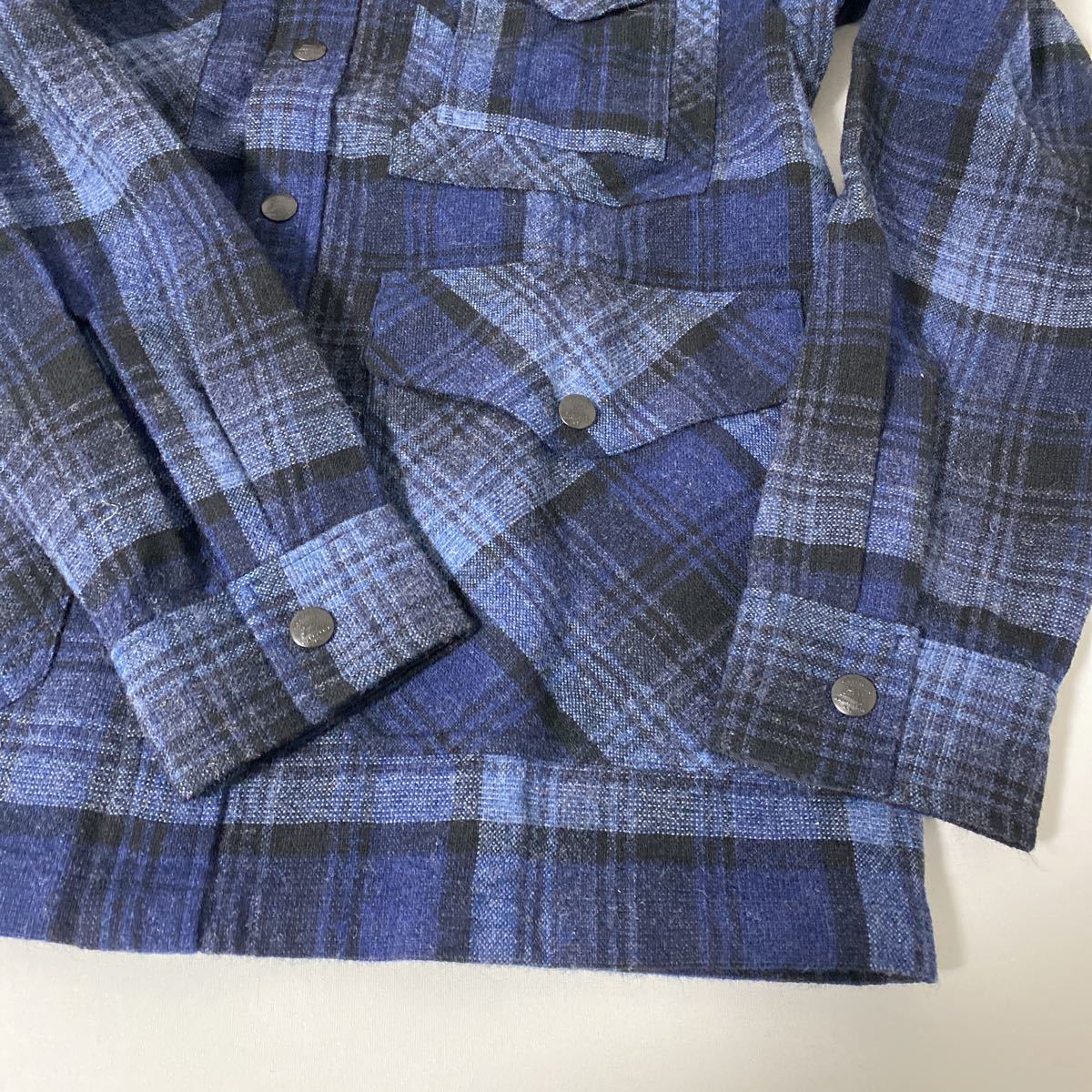 新品 22 aw RRL プラッド ウールコットン オーバーシャツ M インディゴ 