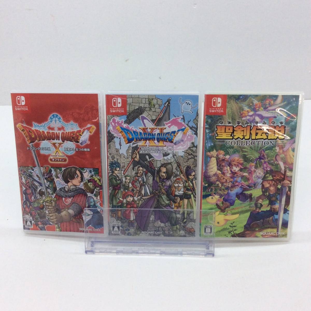 T1087★1円～【Switch】スイッチソフト 3点セット ドラゴンクエストX オンライン/ドラゴンクエストXI /聖剣伝説C 中古品 ◎レタパ発送可◎