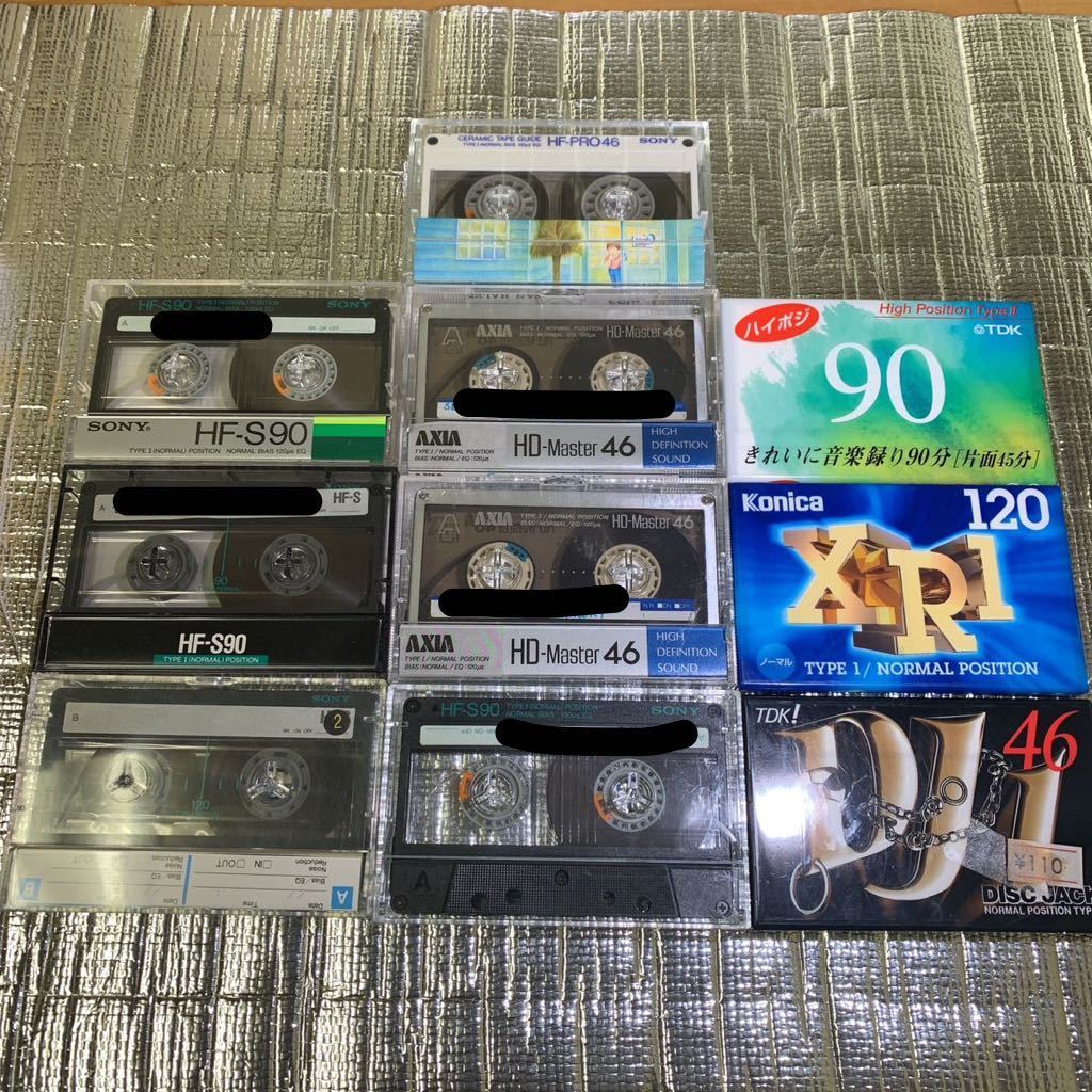♪ 当時物 レトロ カセットテープ 未使用&使用済み まとめ10本セット HF-PRO 46 / HD-master 46 HF-S90 SONY AXIA など 動作未確認品 