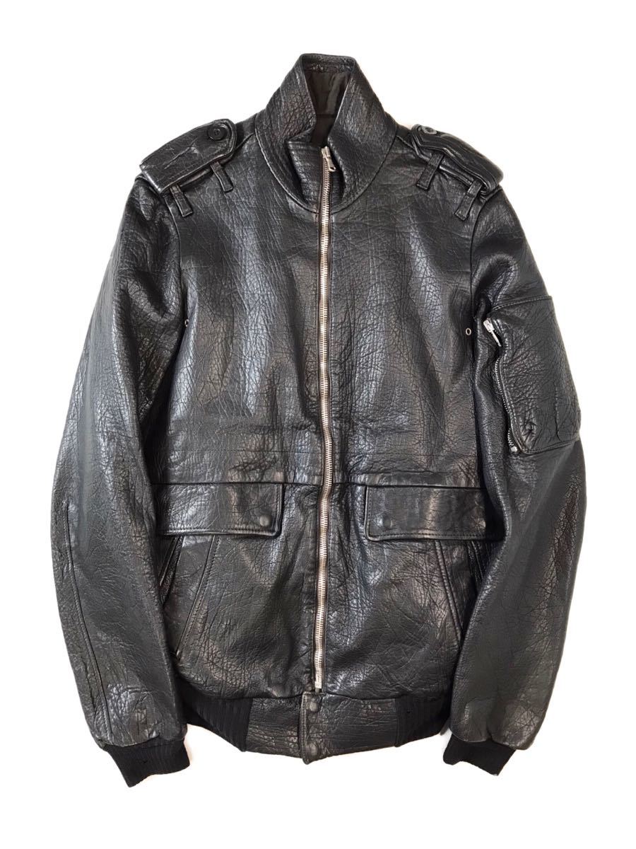 (D) RICK OWENS リックオウエンス レザー ボンバー ジャケット M ブラック ブルゾン