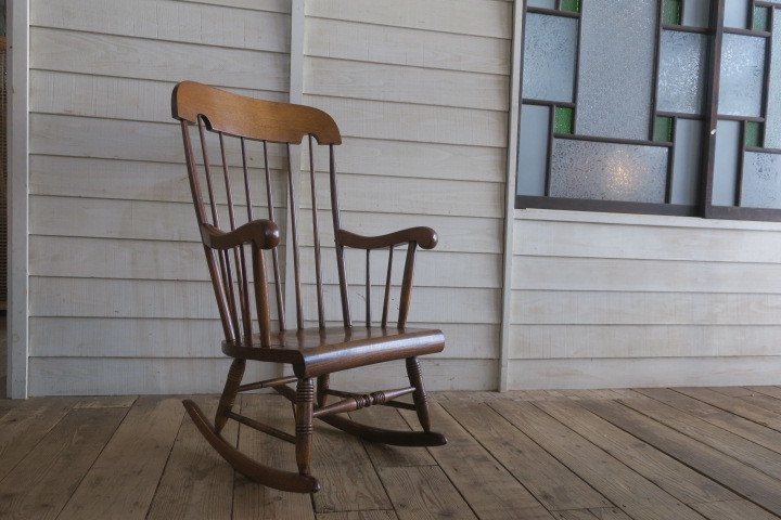 極上♪美しいフォルム♪飛騨産業 キツツキ 楢 無垢材 ロッキングチェア☆飛騨家具 イス ケビント カントリー 椅子 アンティーク チェア