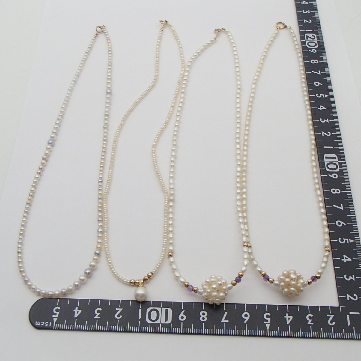 ◎パール ネックレス 4点/ 14K 585 約7.6g 6.8g 5.6g 4.0g / 真珠 アクセサリー◎KK