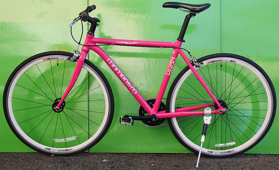 momentum(タイヤ新品)i Want)ほぼ綺麗)シングルスピード)CT50cm)ピンク 