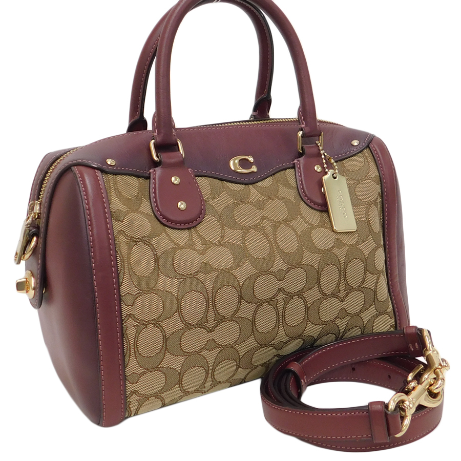 1円 ■ 極美品 コーチ 2WAYバッグ F38112 キャンバス×レザー シグネチャー COACH ■ E.Bll.An-28