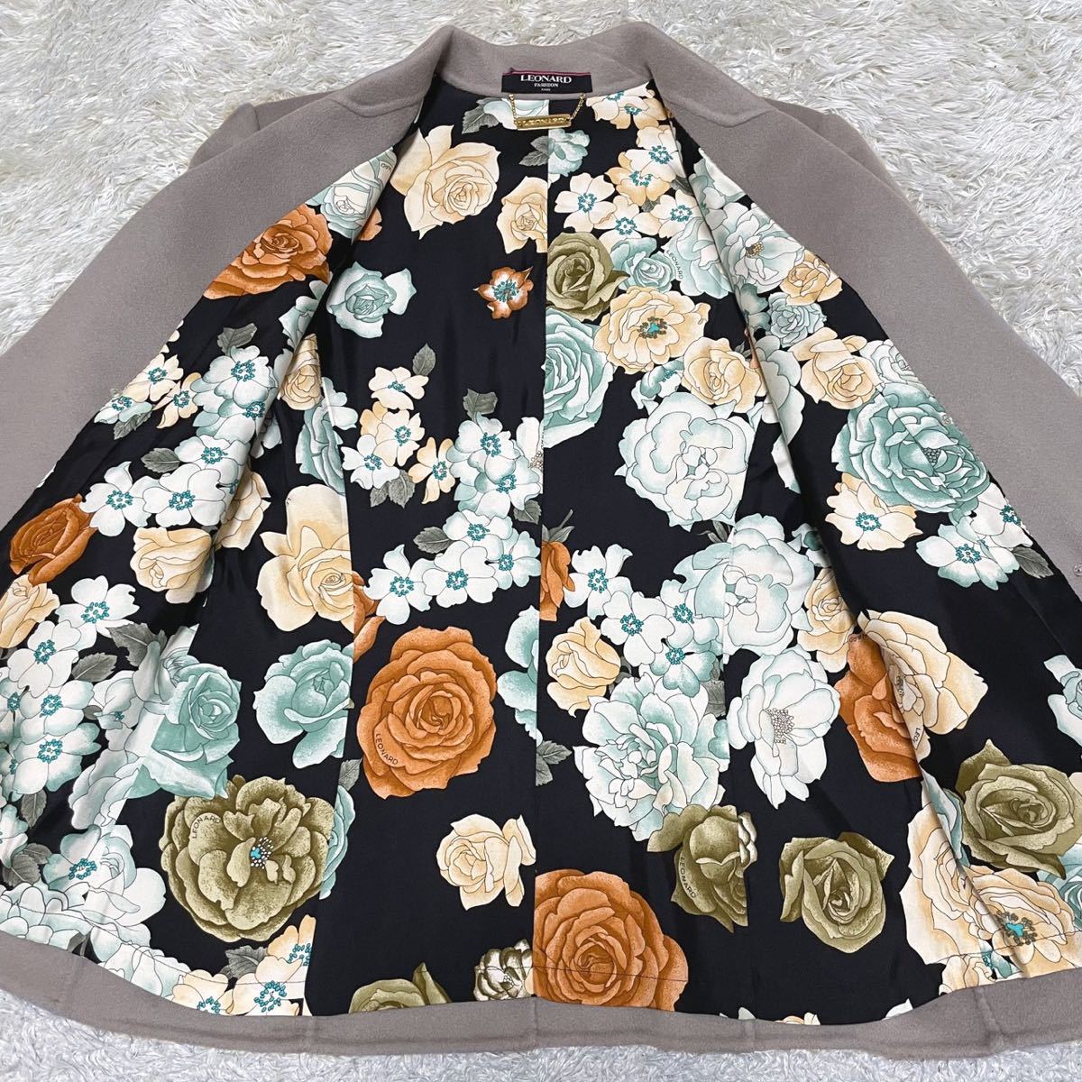 LEONARD シルクジャケット 花柄 総柄 11AR Lサイズ相当 レオナール