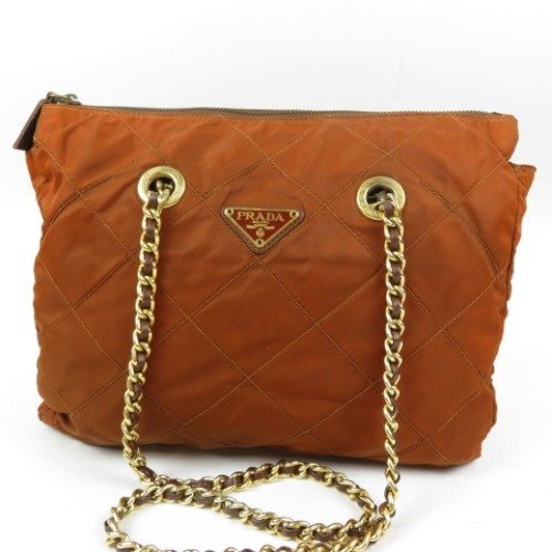 61122★1円スタート★PRADA プラダ キルティング　チェーンショルダーバッグ 三角ロゴ ナイロン サフィアーノレザー レディース