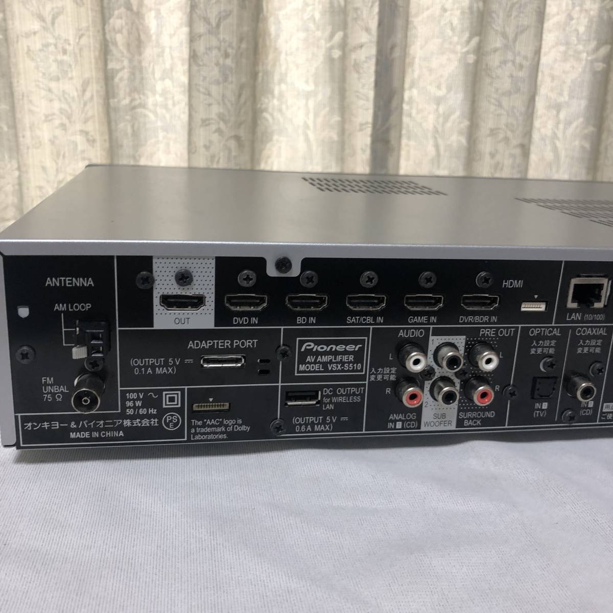 動作確認済】パイオニア AVアンプ VSX-S510 2016年製 リモコン