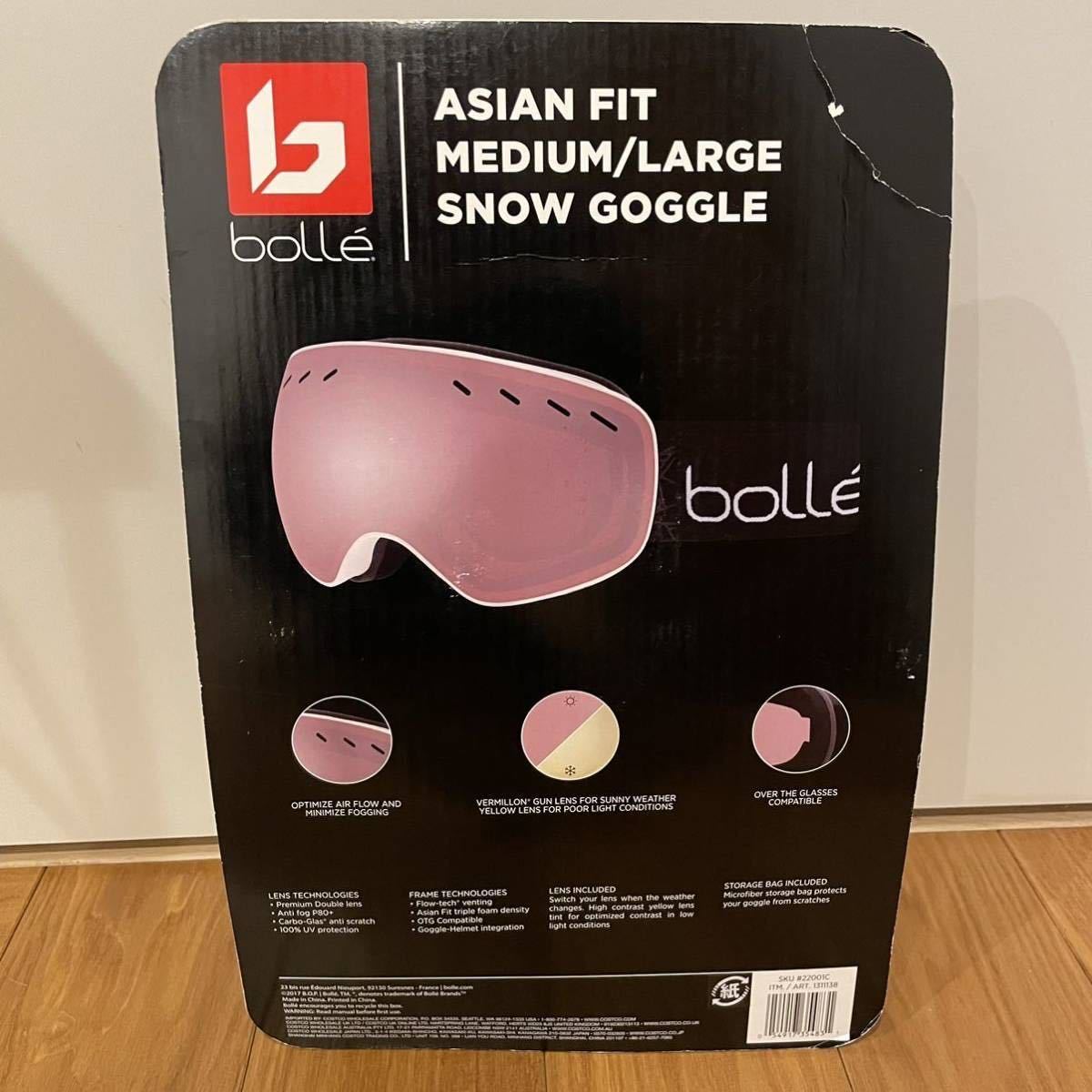 bolle スノーゴーグル ASIAN FIT MEDIUM/LARGE SNOW GOGGLE ボレー　スキー