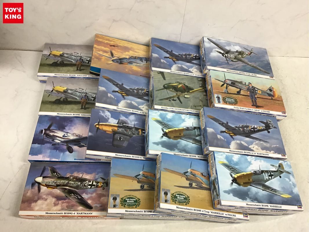 1円〜 同梱不可 ジャンク 1/48 メッサーシュミット Bf109G-6/14 ハルトマン、フォッケウルフ Fw190A-5 グラーフ w/フィギュア他