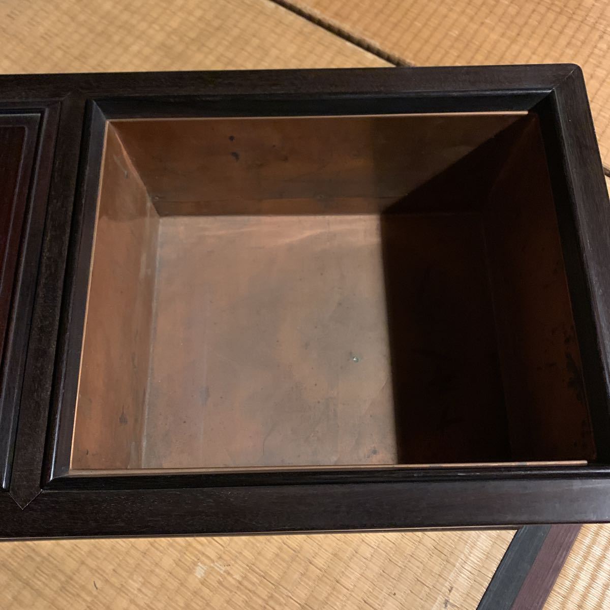 極上 最高級品 火鉢 関西 箱火鉢 黒檀 欅 大阪 指物 漆 玉杢 桐 金具