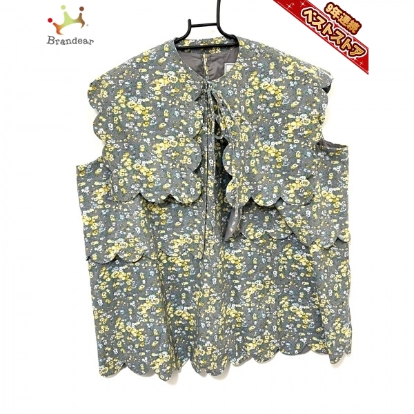 セブンテン バイミホカワヒト SEVEN TEN by MIHO KAWAHITO ノースリーブカットソー サイズS - グレー×イエロー×マルチ レディース 花柄