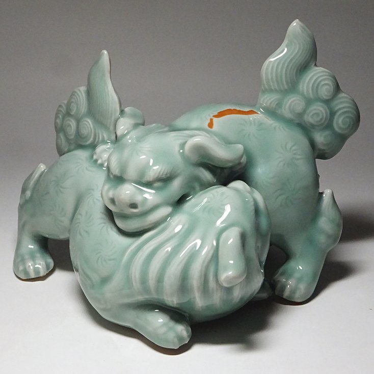 新品，高品質 慶應 江戸時代後期 後期鍋島 鍋島青磁戯れ獅子置物 床置 桐誂え箱(鍋島様式)｜売買されたオークション情報、yahooの商品情報をアーカイブ公開 - オークファン 伊万里、有田