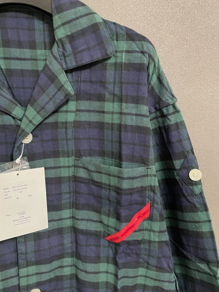 新品 PHINGERIN SLEEPER TC 起毛 チェック ロング パジャマ シャツ 