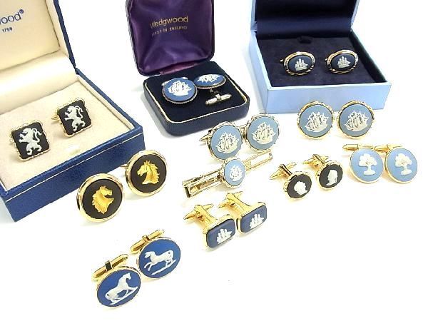 1円 ■極美品〜■ WEDGWOOD ウェッジウッド カフスリンクス カフス ネクタイピン アクセサリー 11点セット まとめ売り DA2085ss