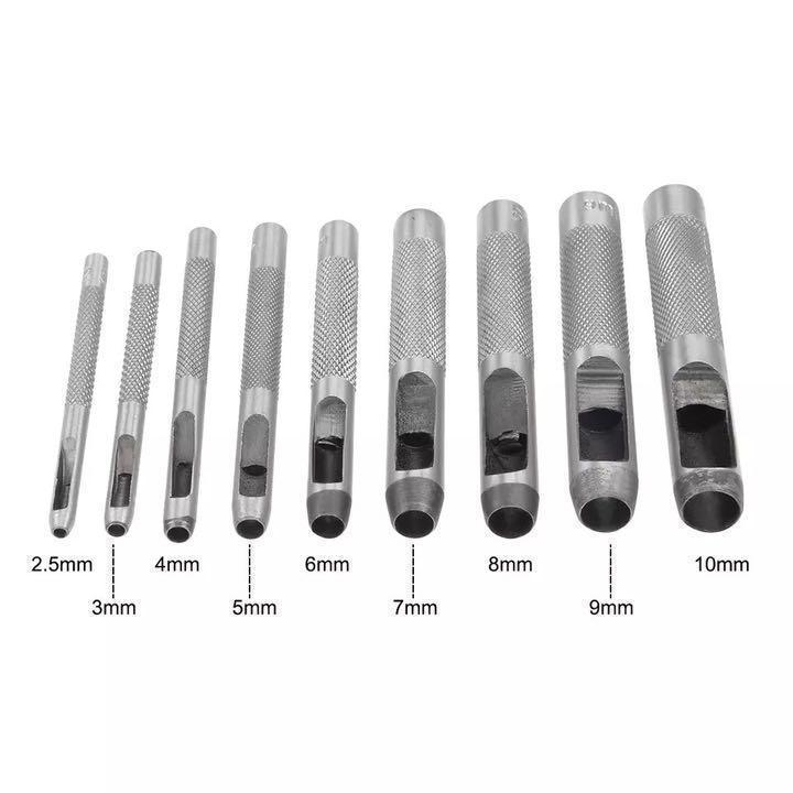 穴あけポンチ ベルトポンチ 9本セット レザークラフト 工具_1