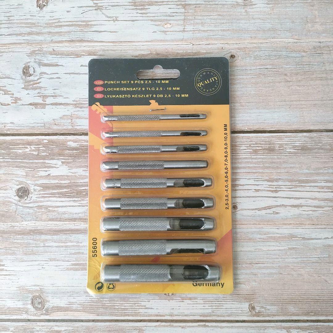 穴あけポンチ ベルトポンチ 9本セット レザークラフト 工具_2