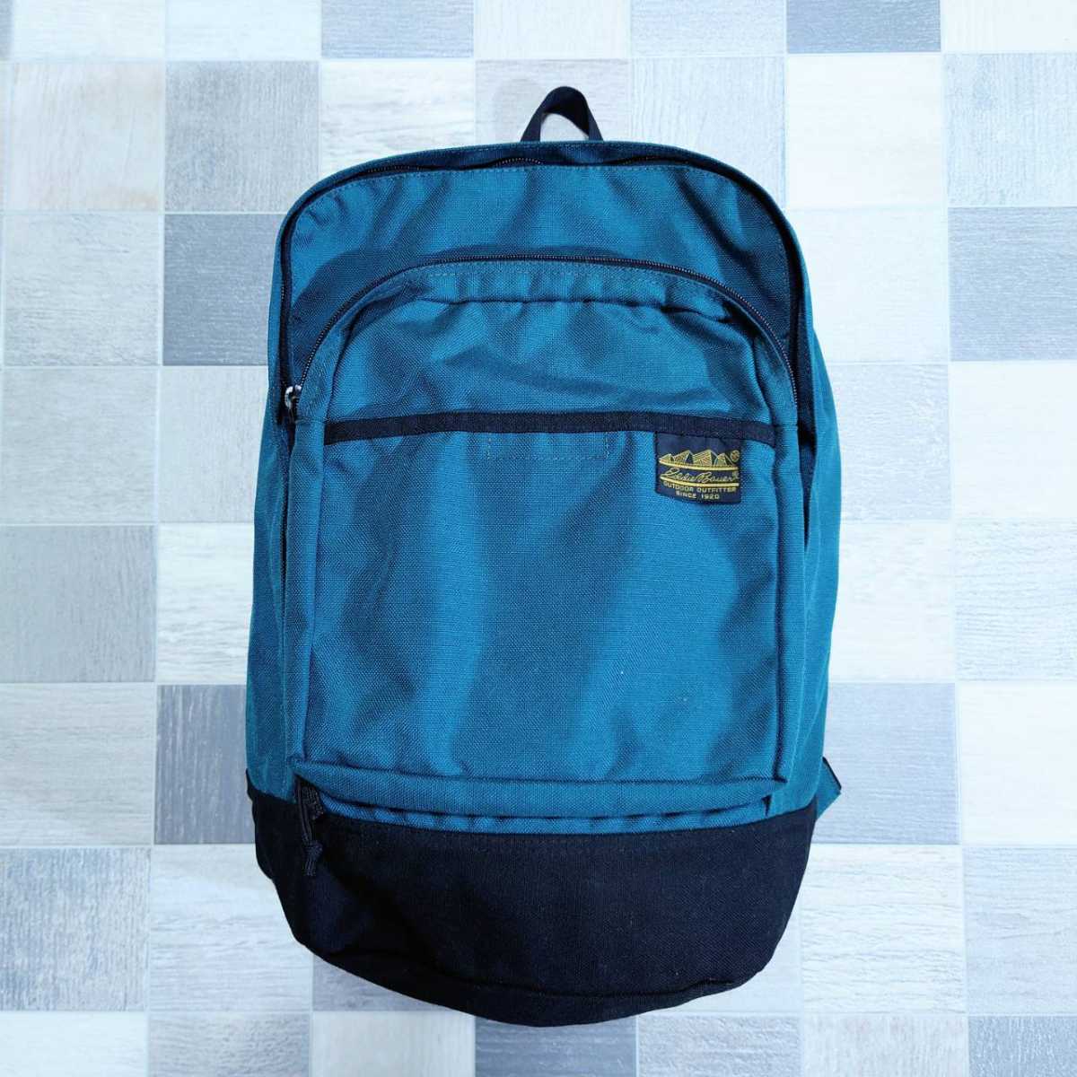 1980-1990年代製 eddie bauer バックパック リュック 80's Eddie Bauer 黒タグ ナイロン バックパック グリーン ブラック