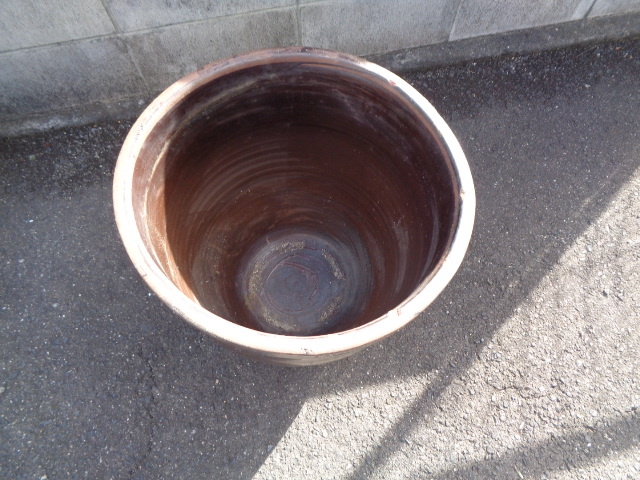 旧家蔵出し 陶器 大型 水甕・水瓶/常滑焼？-大鉢・水鉢・水ガメ/メダカ