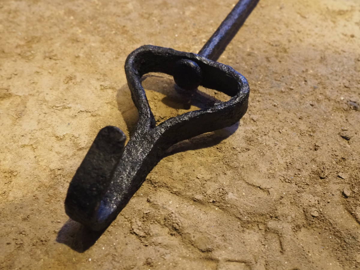 明治期鉄製自在鉤】囲炉裏フック古道具アンティーク骨董インテリア古民