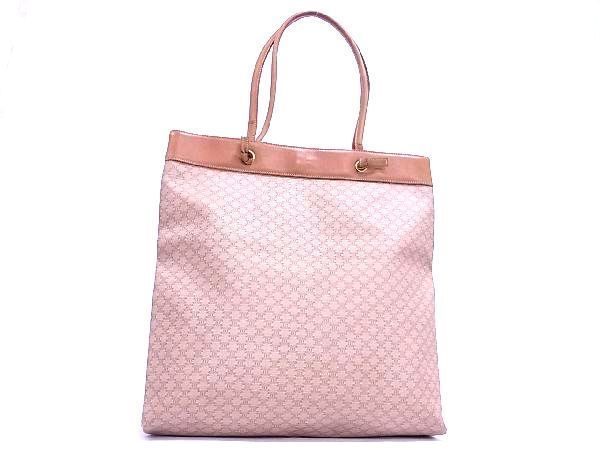 1円 CELINE セリーヌ マカダム柄 PVC×レザー プッシュロック トート