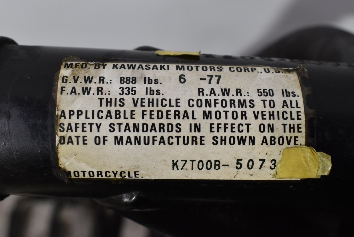 K319 当時物 純正 KZ1000LTD 書類付きフレーム 0029 検) Z1000J Z1000R