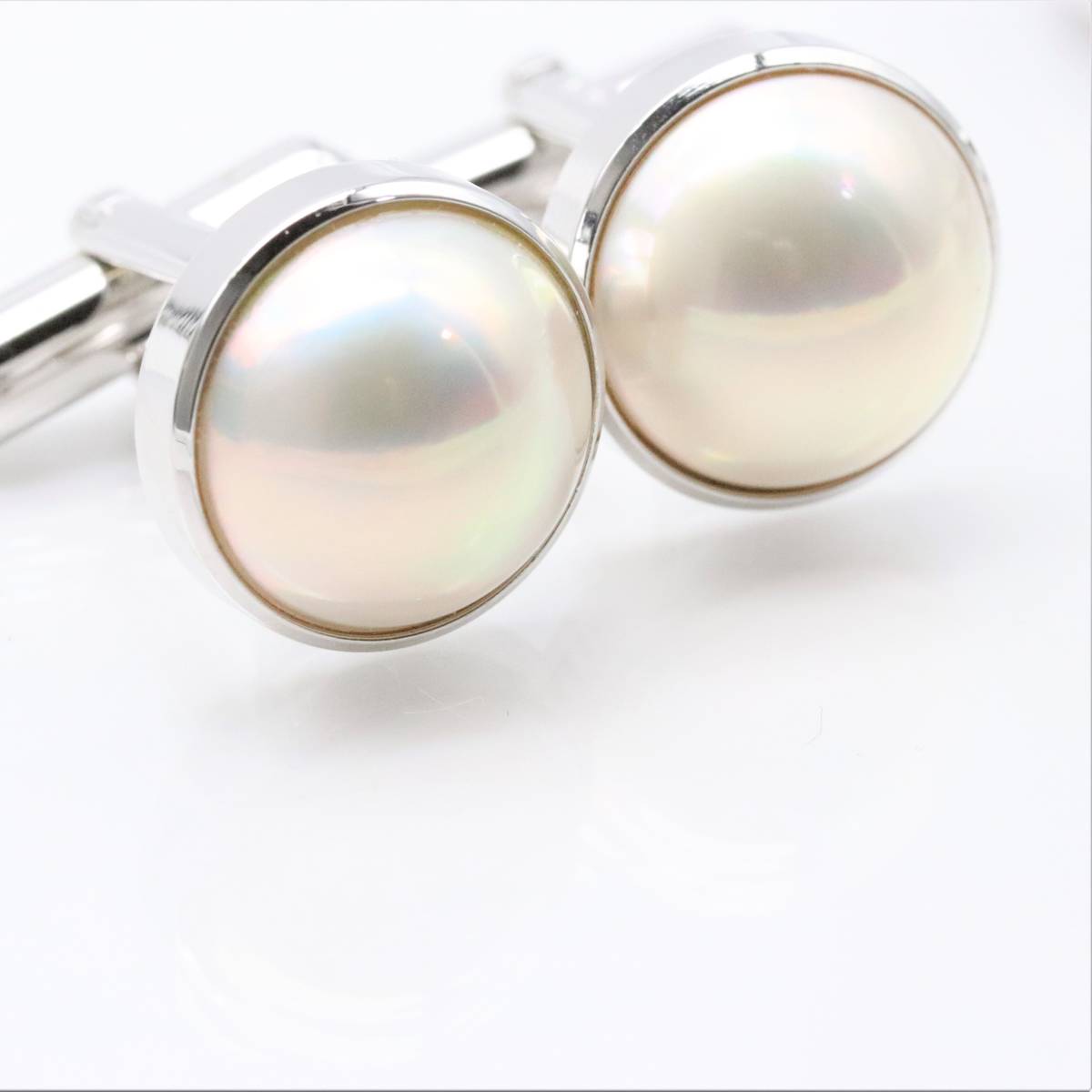 タサキTASAKI K14WG silverマベパールカフス タイピン ✨美品