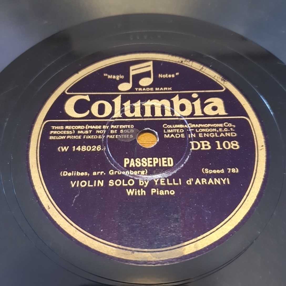 珍盤！英コロンビア10吋SP！イエリ・ダラニーのヴァイオリンによるドリーブ「パスピエ」、アルベニス「タンゴ」！美盤！不思議な魅力！