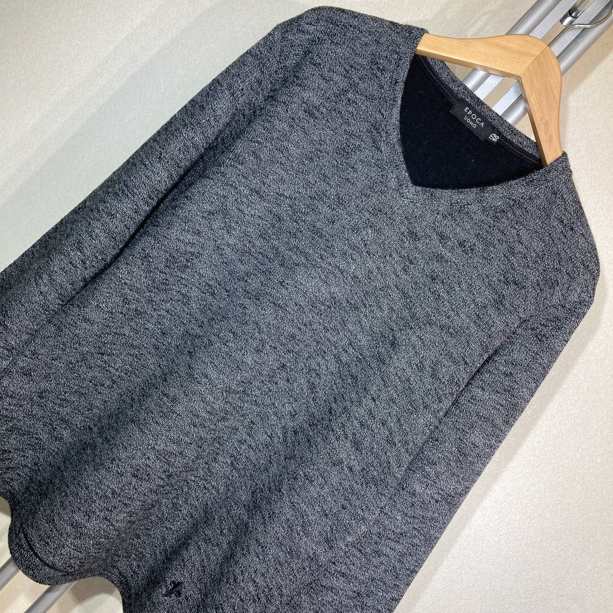 W207美品!■エポカUOMO★杢グレー★Vネックスエット■50