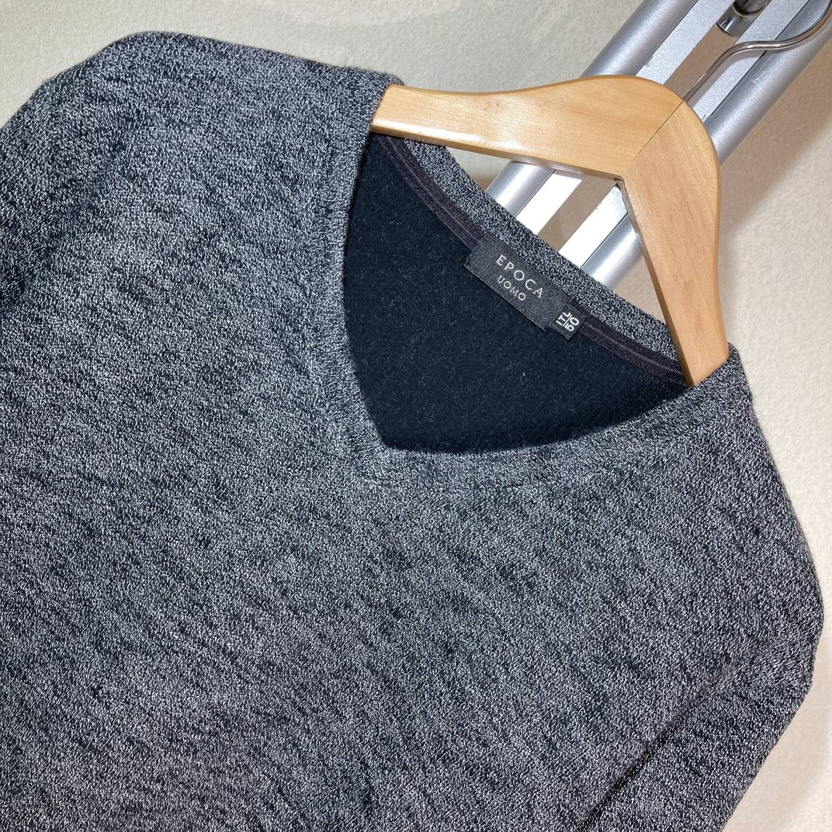 W207美品!■エポカUOMO★杢グレー★Vネックスエット■50