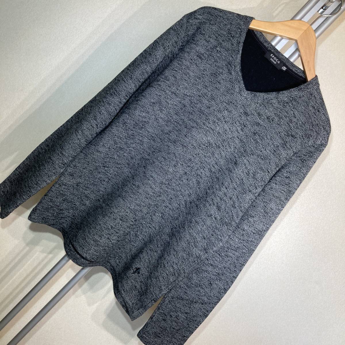 W207美品!■エポカUOMO★杢グレー★Vネックスエット■50