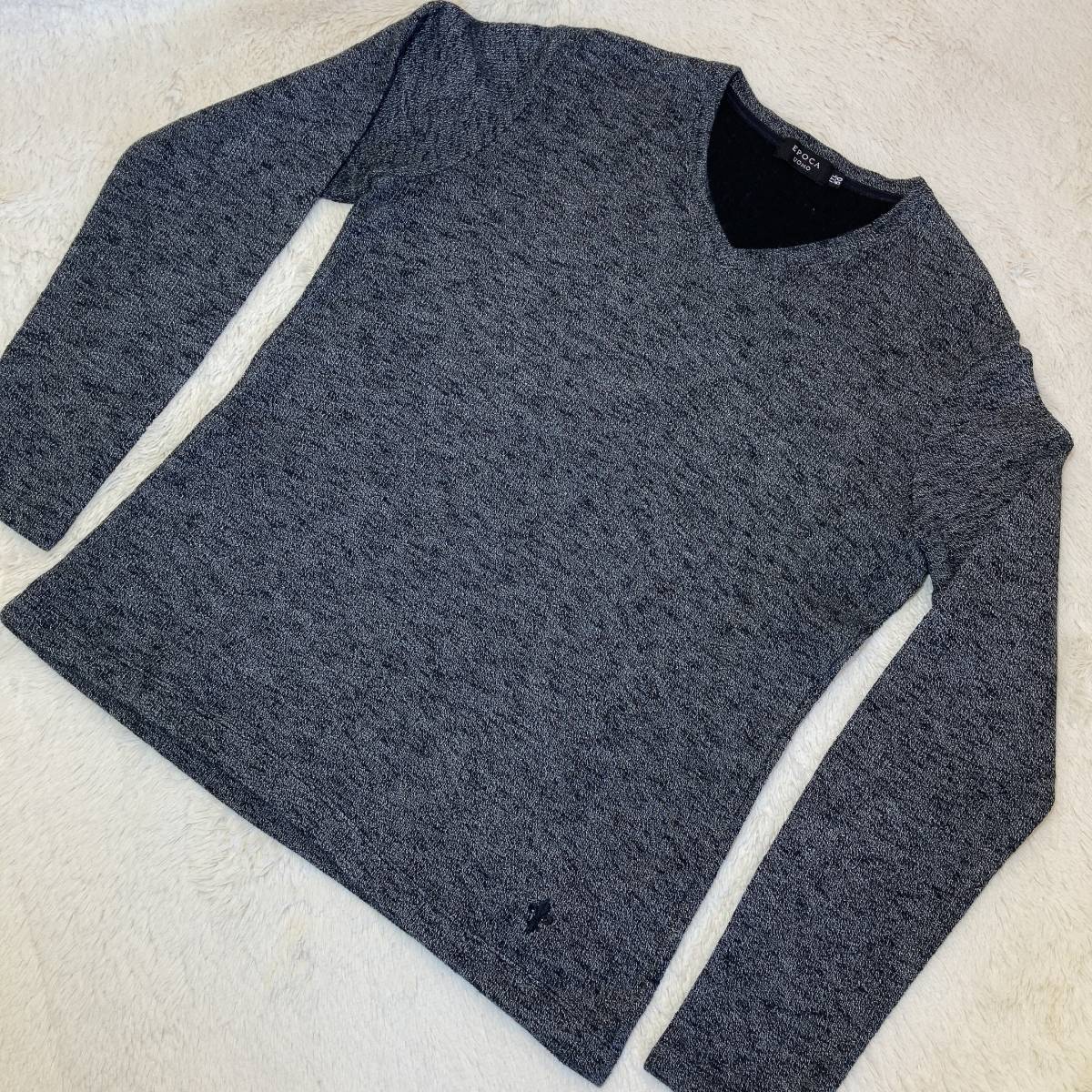 W207美品!■エポカUOMO★杢グレー★Vネックスエット■50