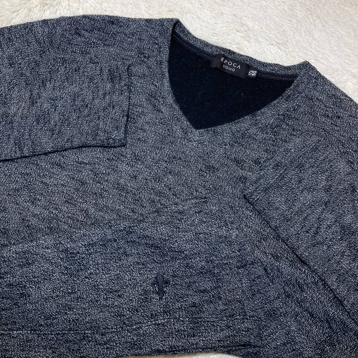 W207美品!■エポカUOMO★杢グレー★Vネックスエット■50