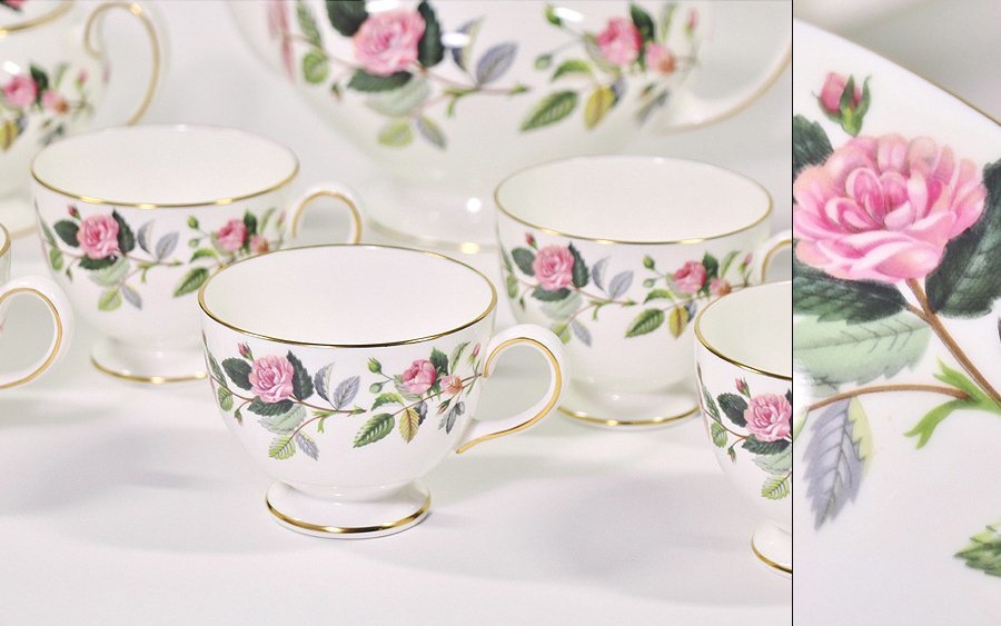 ∇花∇英国王室御用達【ウエッジウッド】 テーブルウェア ハサウェイローズ ティーセット8P ◇21